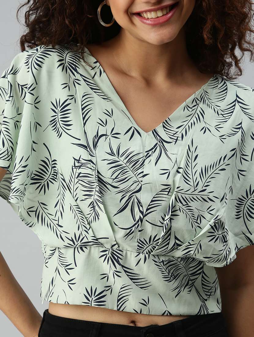 women's crop v neck top - 18310411 -  Standard Image - 5