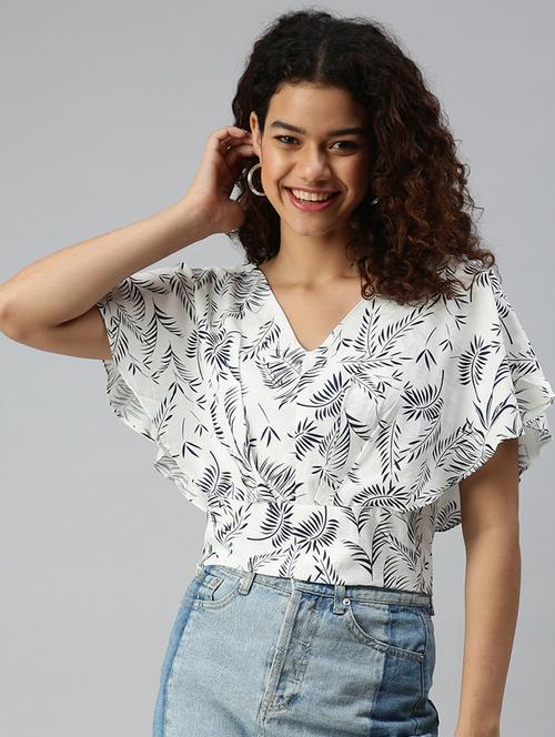 women's ruffle v neck top - 18310412 - Standard Image - 0