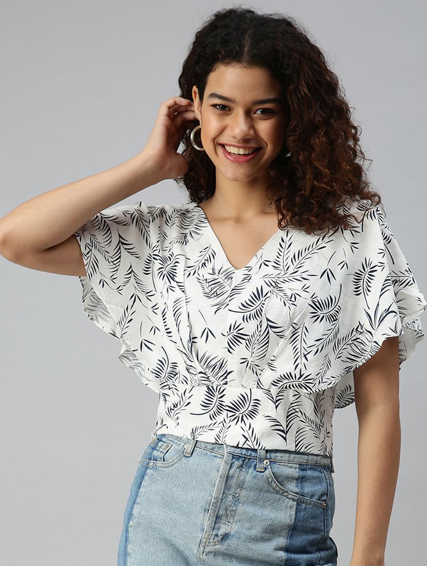 women's ruffle v neck top - 18310412 -  Zoom Image - 0