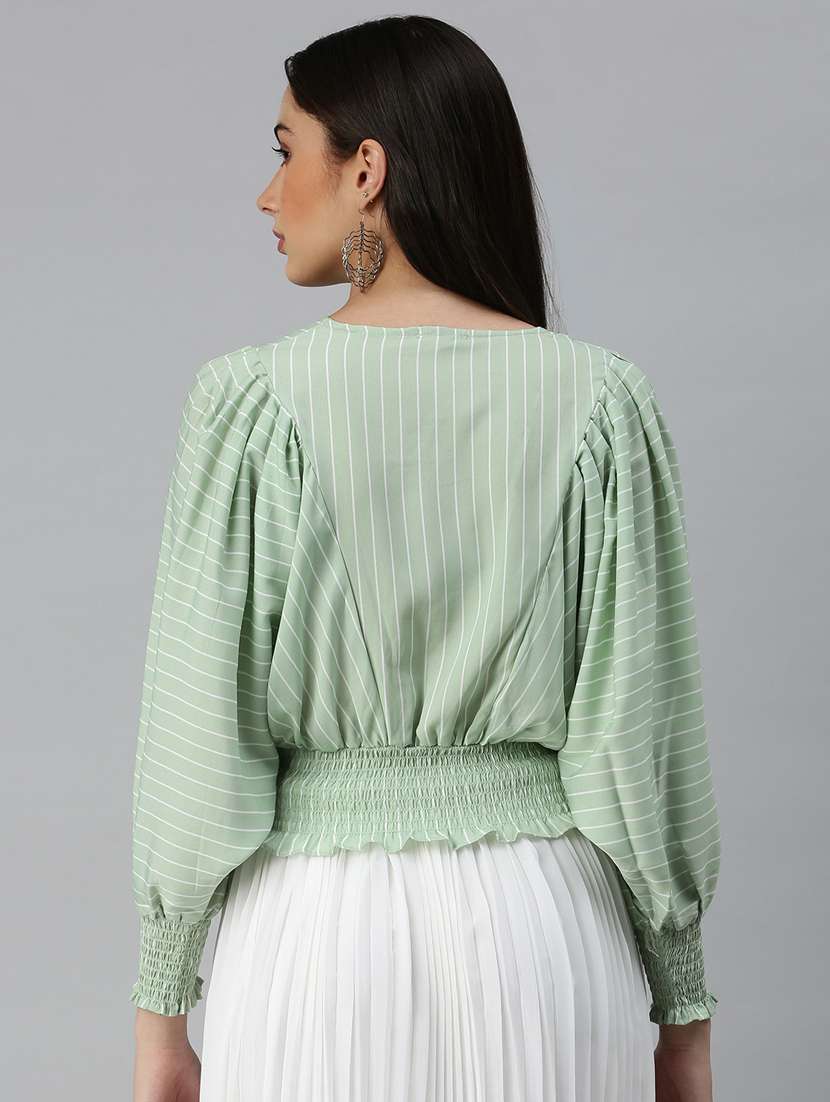 women's blouson v neck top - 18310415 -  Standard Image - 3