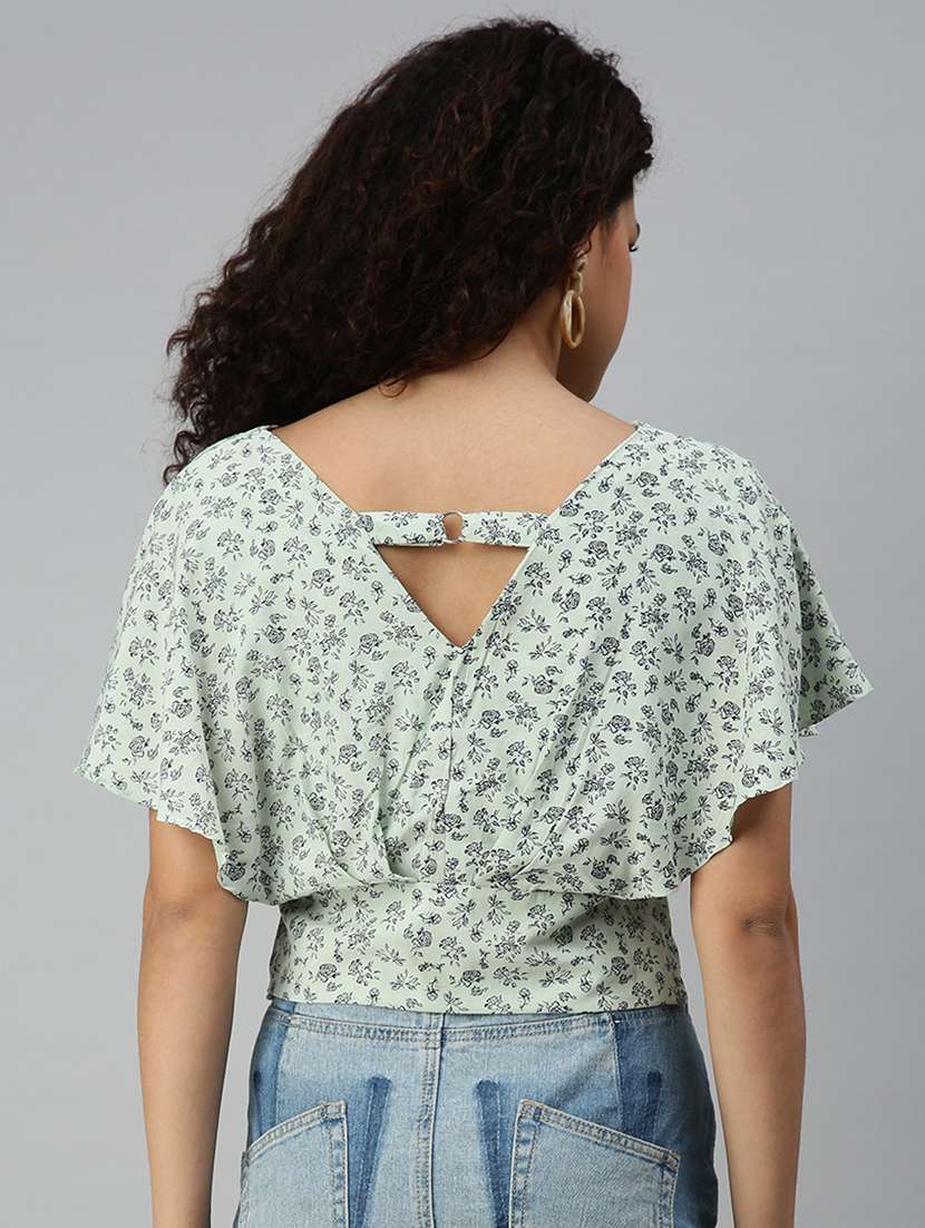 women's crop v neck top - 18310418 - Standard Image - 3