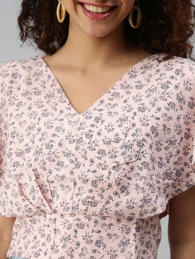 women's crop v neck top - 18310420 -  Standard Image - 5
