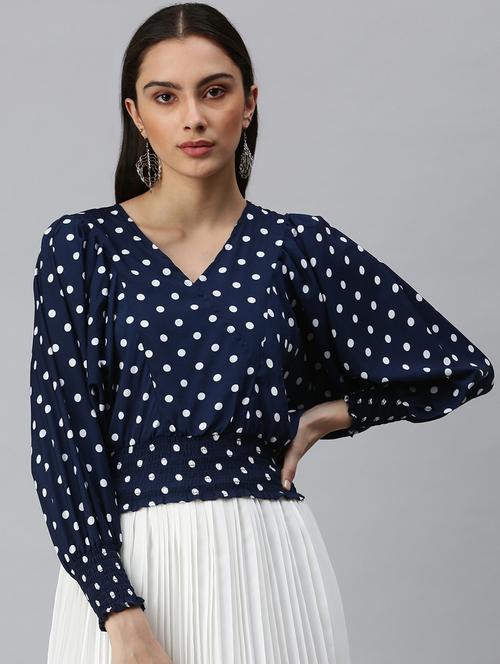 women's blouson v neck top - 18310421 - Standard Image - 0
