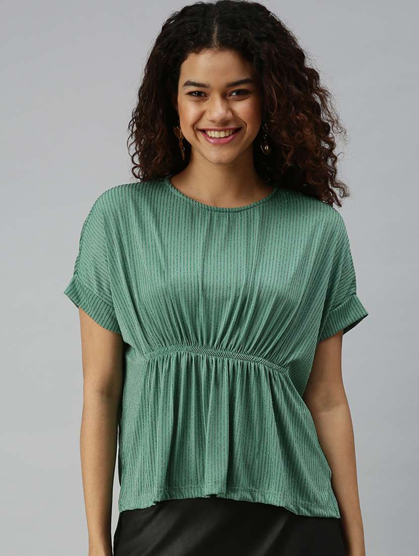 women's peplum round neck top - 18310427 - Zoom Image - 0