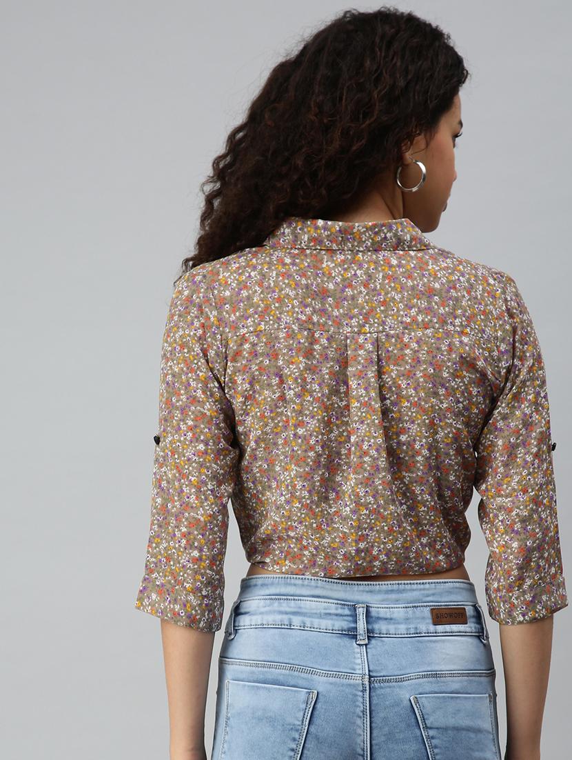 women's crop collared top - 18310462 - Standard Image - 3