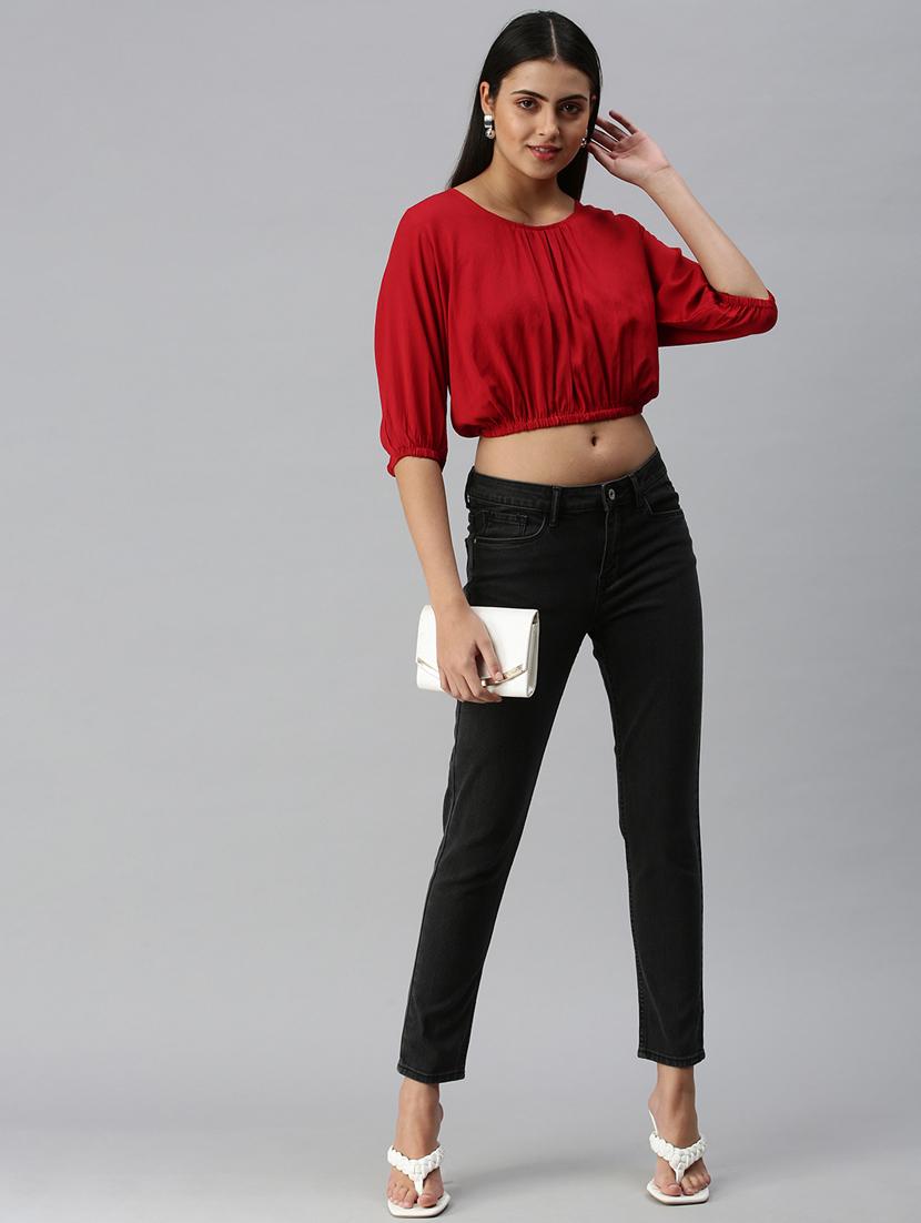 women's blouson round neck top - 18310467 - Standard Image - 3