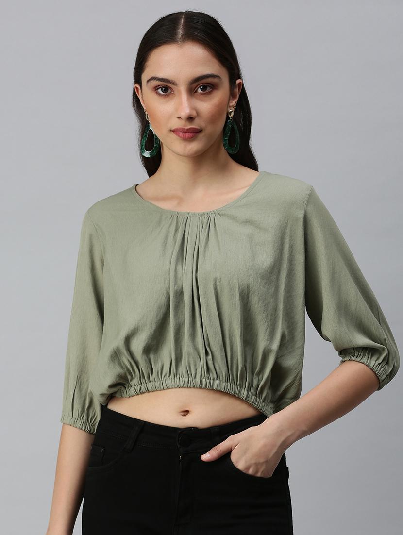 women's crop boat neck top - 18310468 - Zoom Image - 0