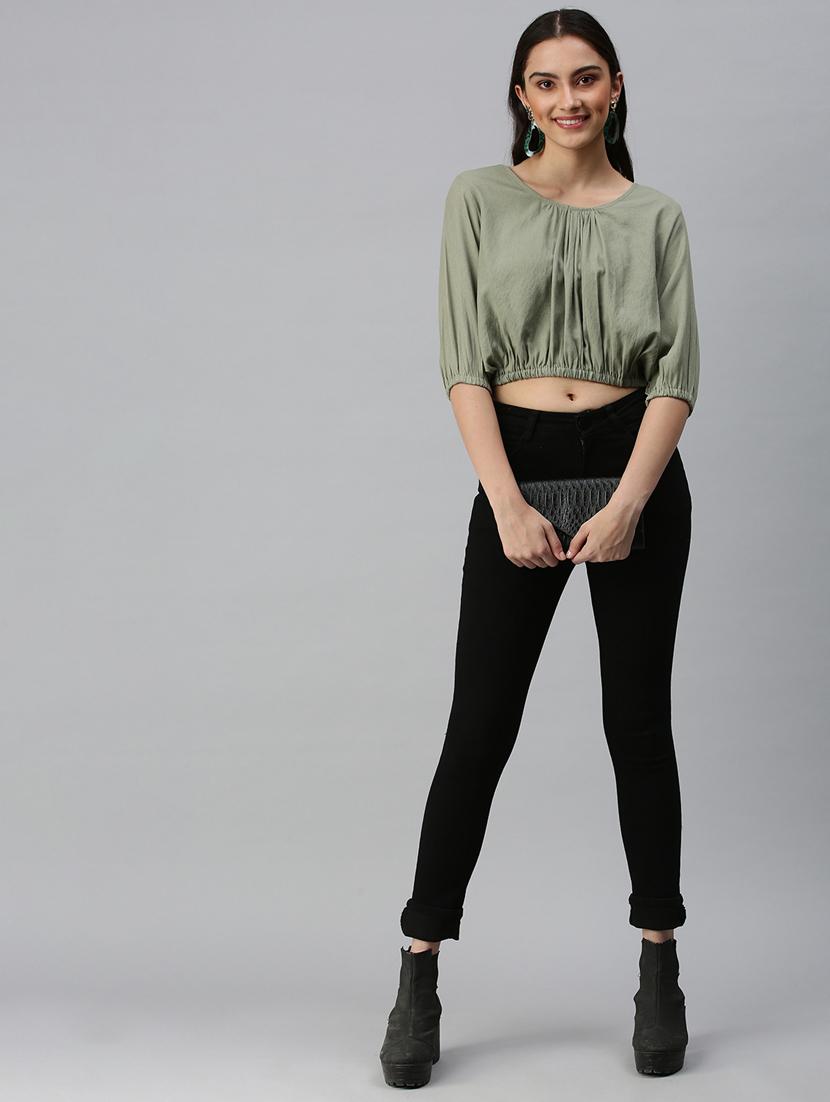 women's crop boat neck top - 18310468 - Standard Image - 3