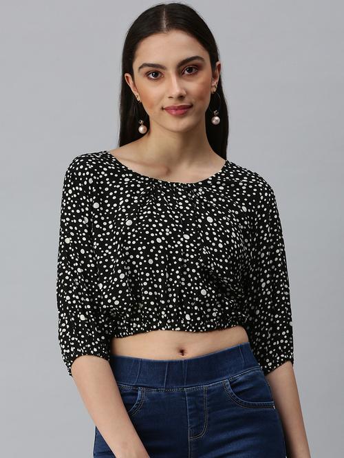women's blouson round neck top - 18310477 - Standard Image - 0