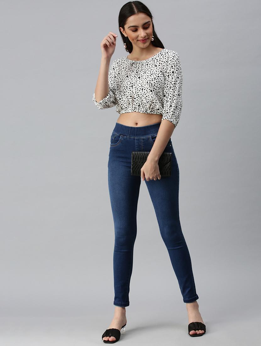 women's crop round neck top - 18310478 - Standard Image - 3