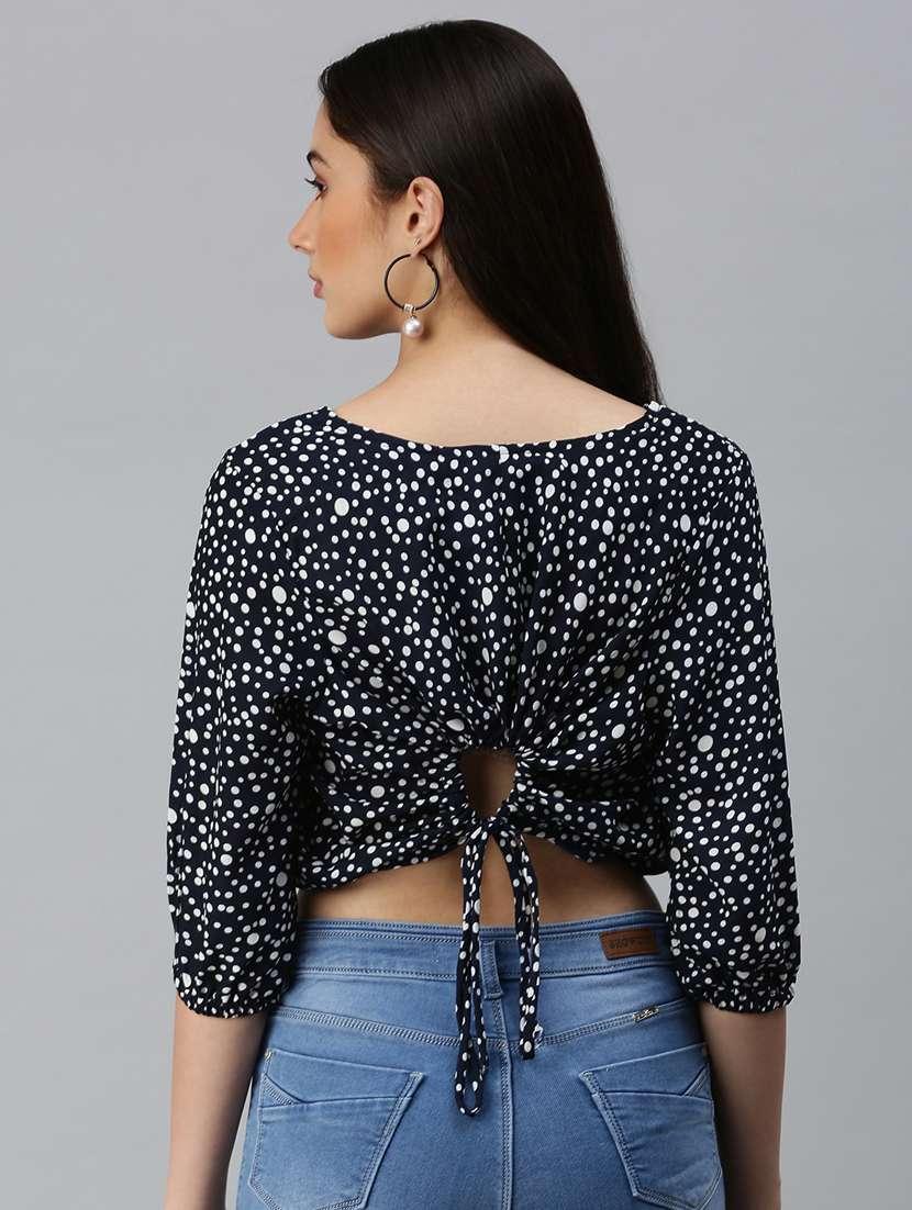 women's crop round neck top - 18310479 - Standard Image - 3