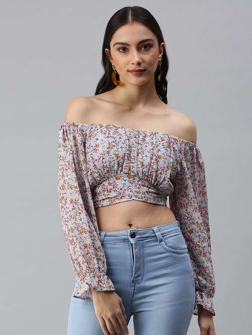 women's crop off shoulder top - 18310480 - Standard Image - 0
