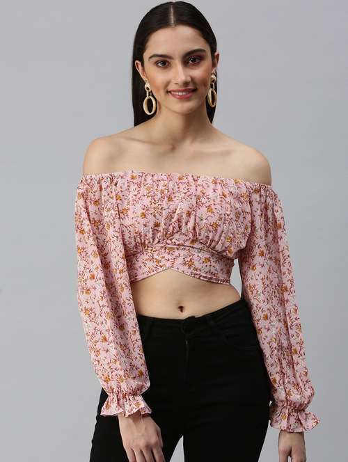 women's crop off shoulder top - 18310482 -  Standard Image - 0