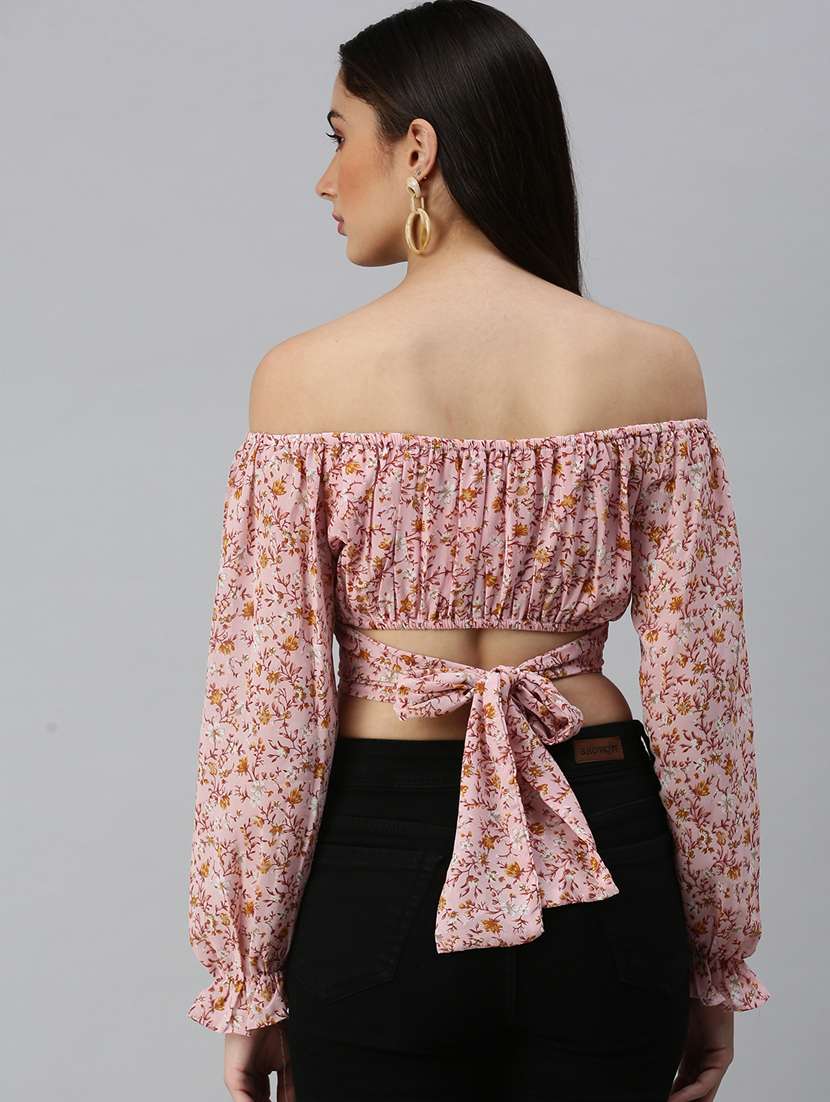 women's crop off shoulder top - 18310482 - Standard Image - 3