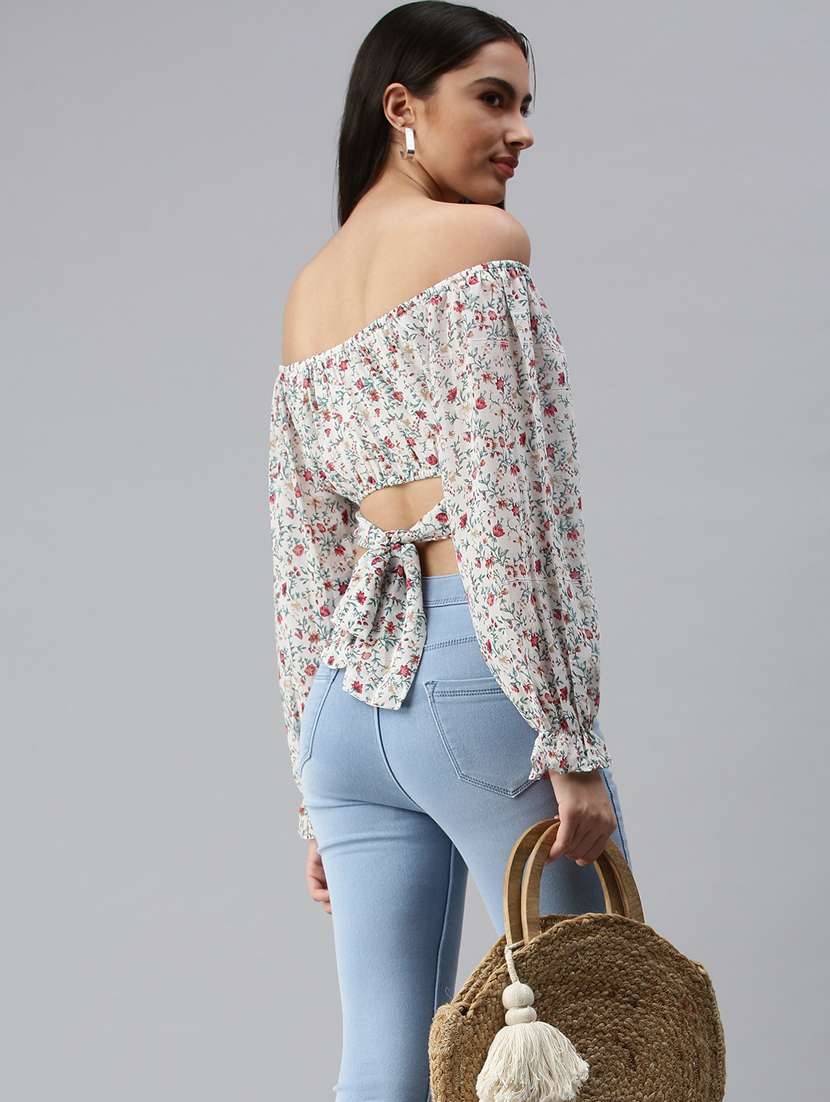 women's crop off shoulder top - 18310483 - Standard Image - 3