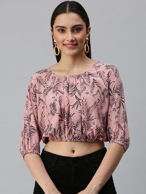 women's blouson round neck top - 18310495 - Standard Image - 0