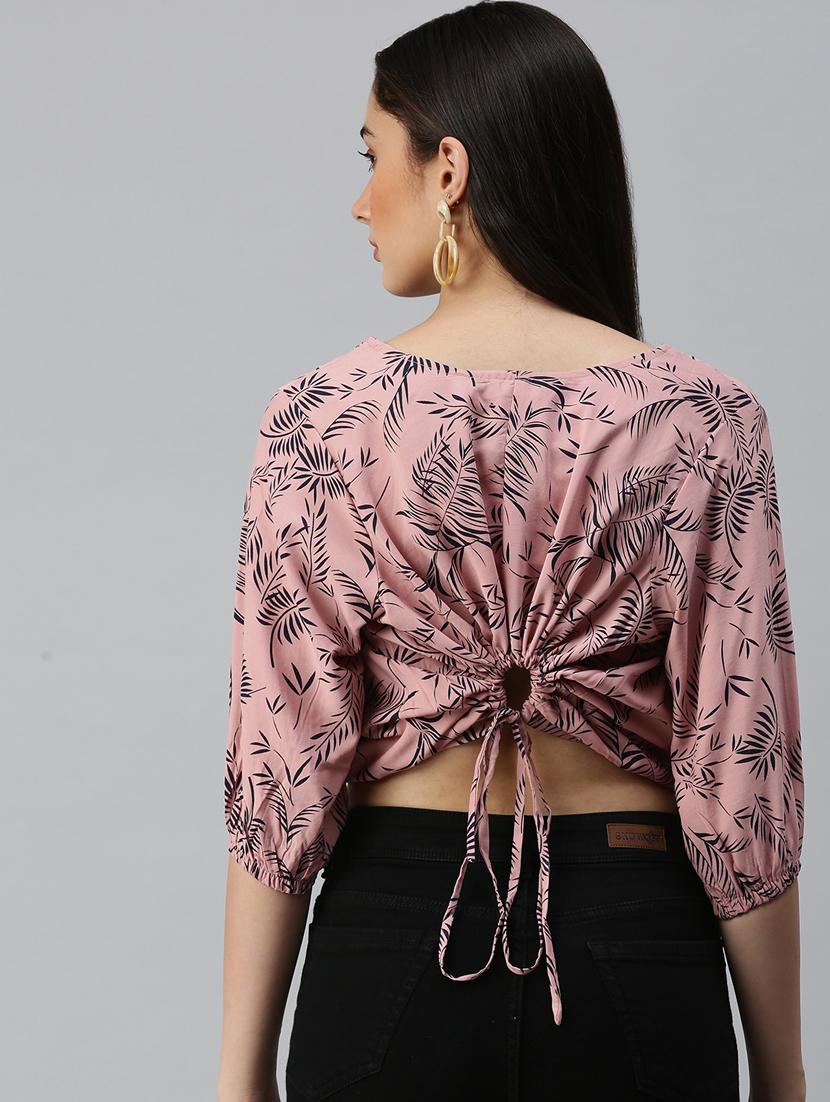 women's blouson round neck top - 18310495 - Standard Image - 3