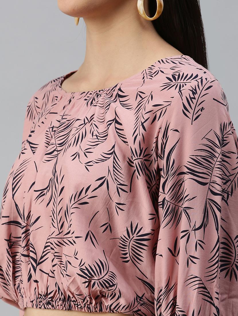 women's blouson round neck top - 18310495 - Standard Image - 5