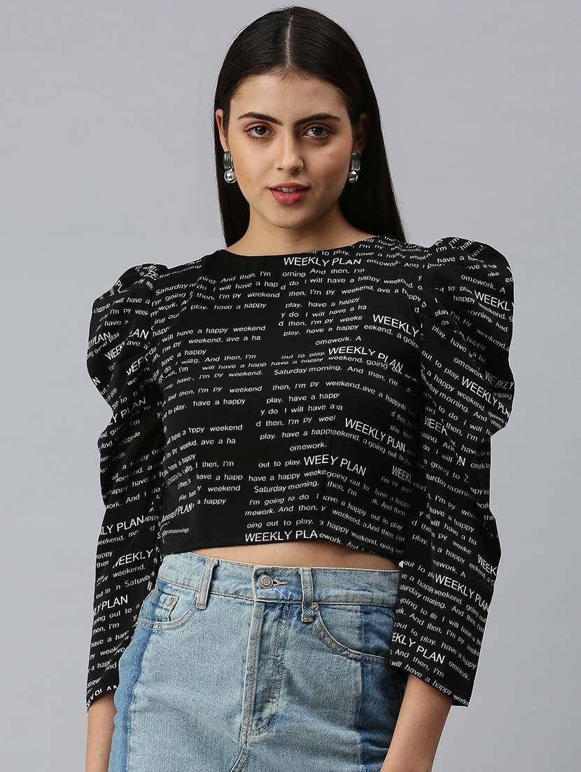 women's printed crop top