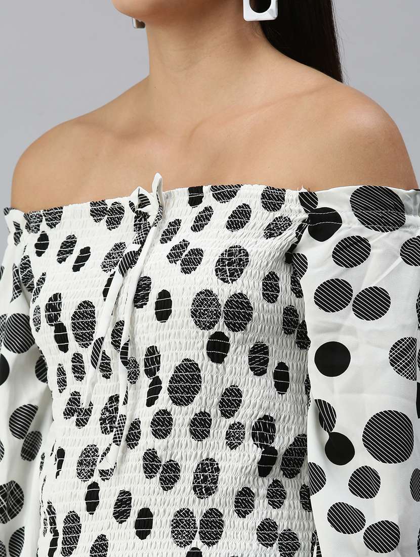 women printed off shoulder top - 18310521 -  Standard Image - 5