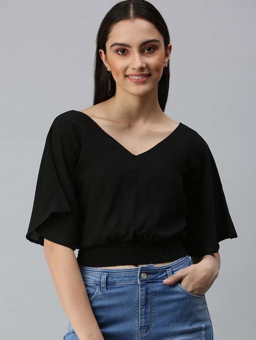 women's blouson v neck top - 18310527 -  Standard Image - 0
