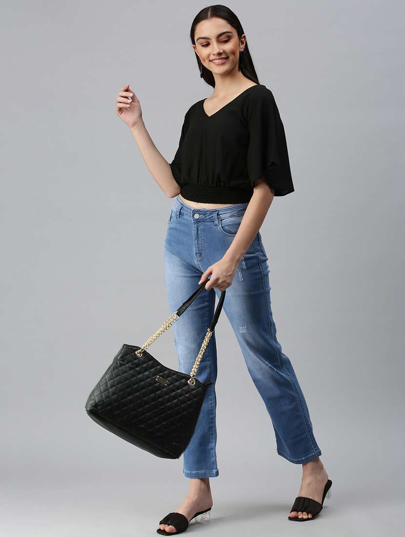 women's blouson v neck top - 18310527 - Standard Image - 3