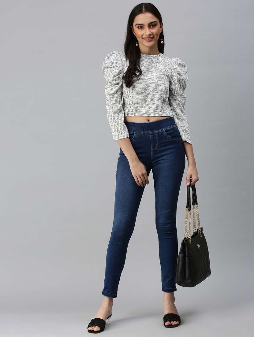 women's crop round neck top - 18310532 -  Standard Image - 3