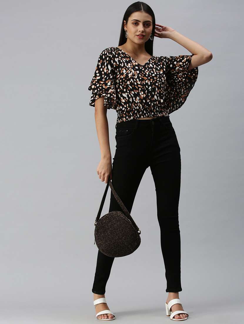 women's straight v neck top - 18310538 - Standard Image - 3
