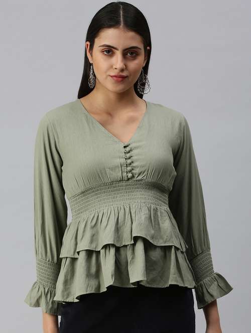 women's peplum v neck top - 18310546 -  Standard Image - 0