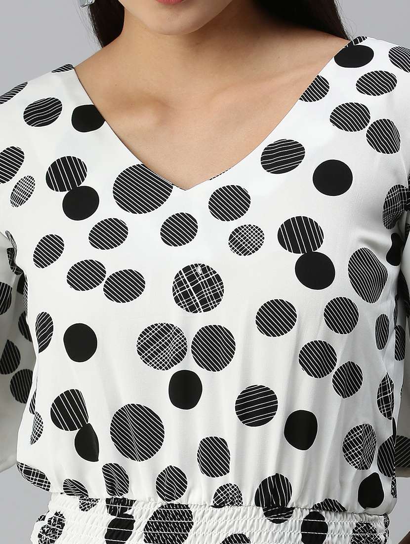 women's white printed v neck top - 18310557 -  Standard Image - 5