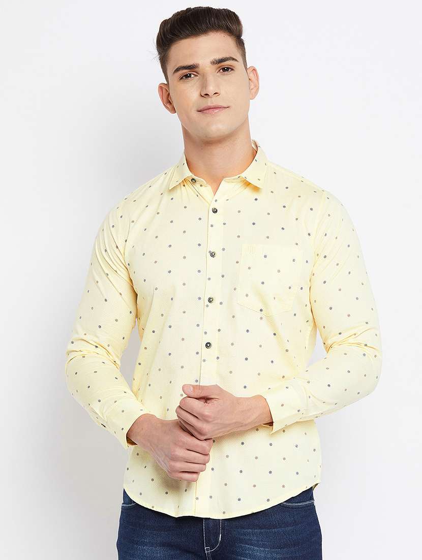 yellow printed casual shirt