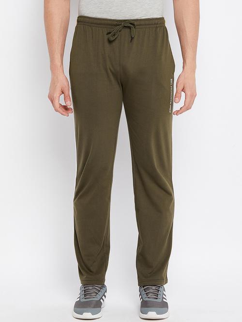 olive-green solid full length track pant - 18312057 - Standard Image - 0
