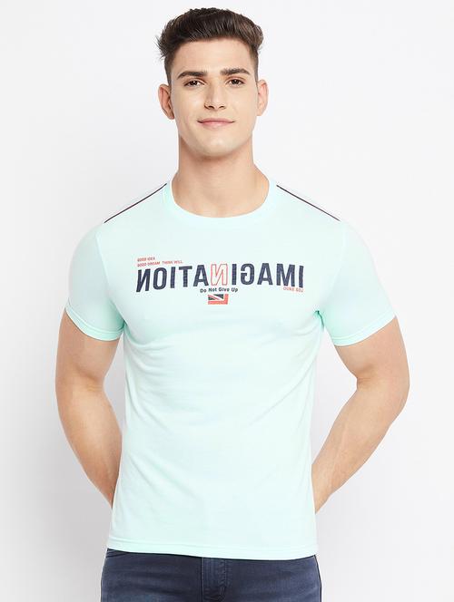 light blue chest printed t-shirt - 18312072 - Standard Image - 0