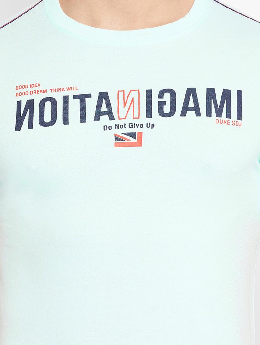 light blue chest printed t-shirt - 18312072 - Standard Image - 3