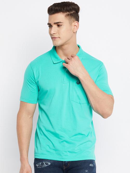 turquoise solid polo t-shirt - 18312079 -  Standard Image - 0