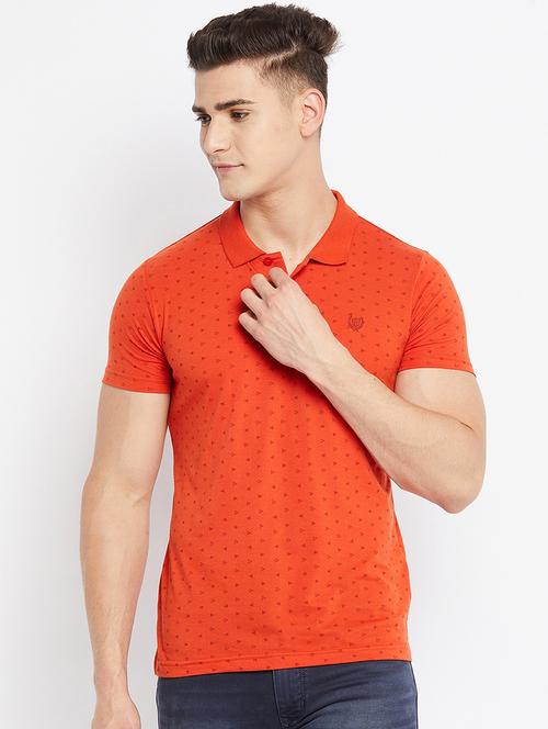 orange printed polo t-shirt - 18312081 -  Standard Image - 0