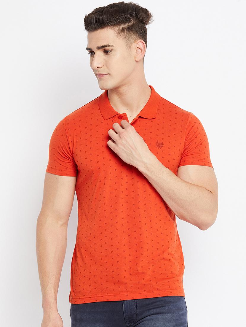 orange printed polo t-shirt - 18312081 -  Zoom Image - 0