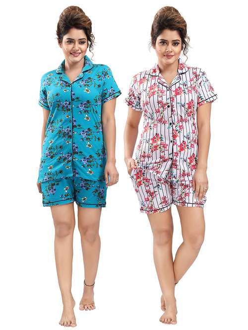 pack of 2 multi coloured printed shorts set - 18312120 - Standard Image - 0
