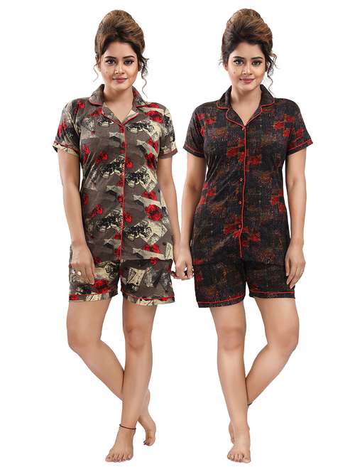 pack of 2 printed nightwear shorts set  - 18312121 -  Standard Image - 0