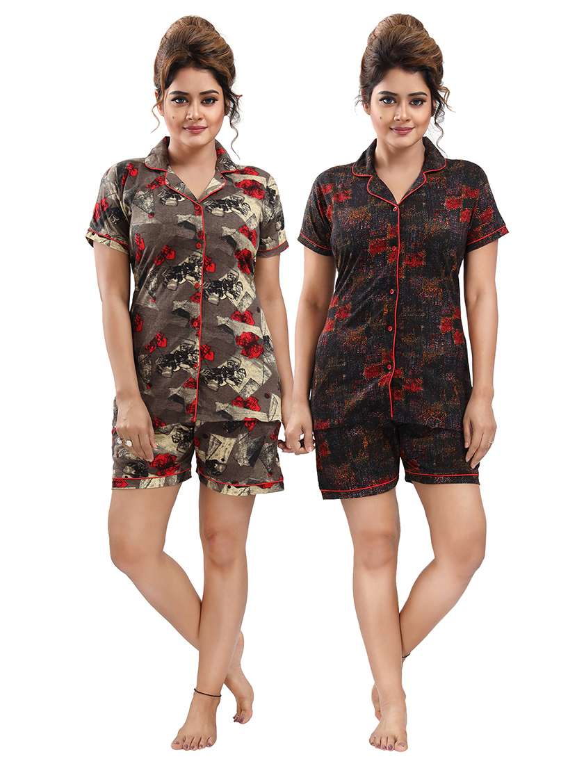 pack of 2 printed nightwear shorts set 