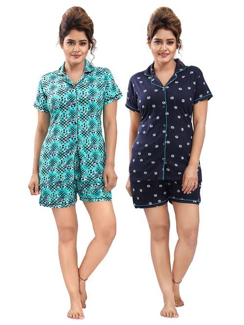 pack of 2 printed nightwear shorts set  - 18312126 -  Standard Image - 0