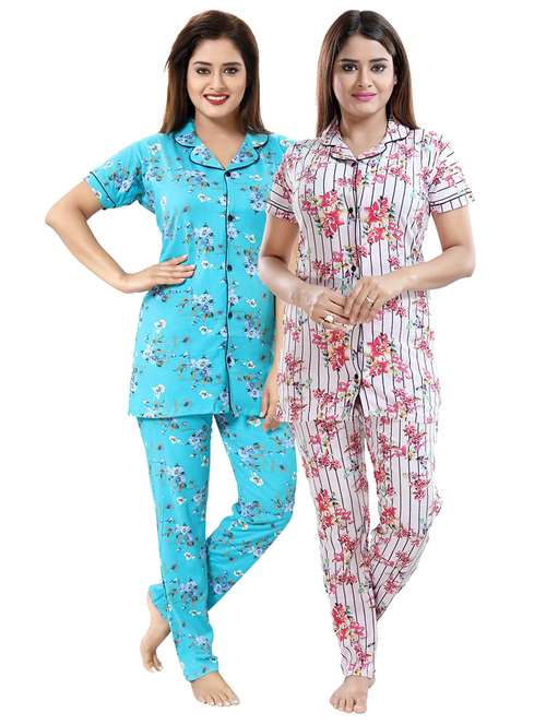 pack of 2 printed nightwear pajama set - 18312132 - Standard Image - 0