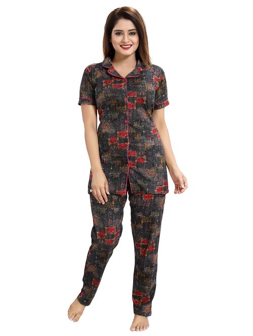 shirt collar abstract nightwear pajama set - 18312135 - Standard Image - 0