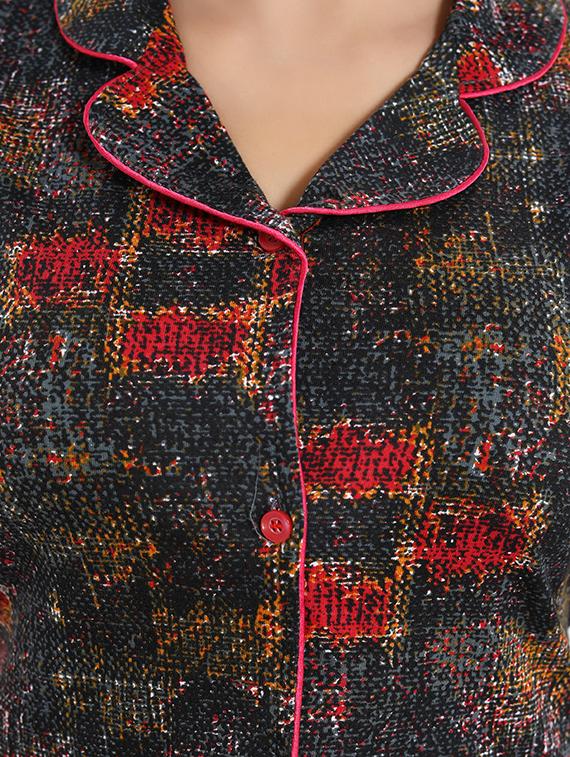 shirt collar abstract nightwear pajama set - 18312135 - Standard Image - 3