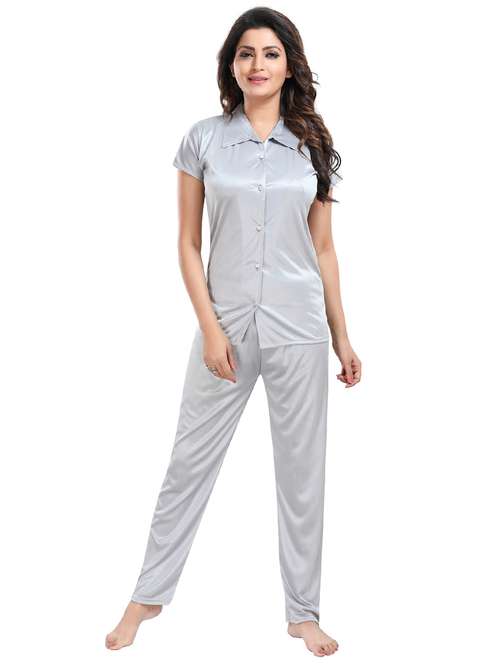 women solid nightwear pajama set  - 18312162 -  Standard Image - 0