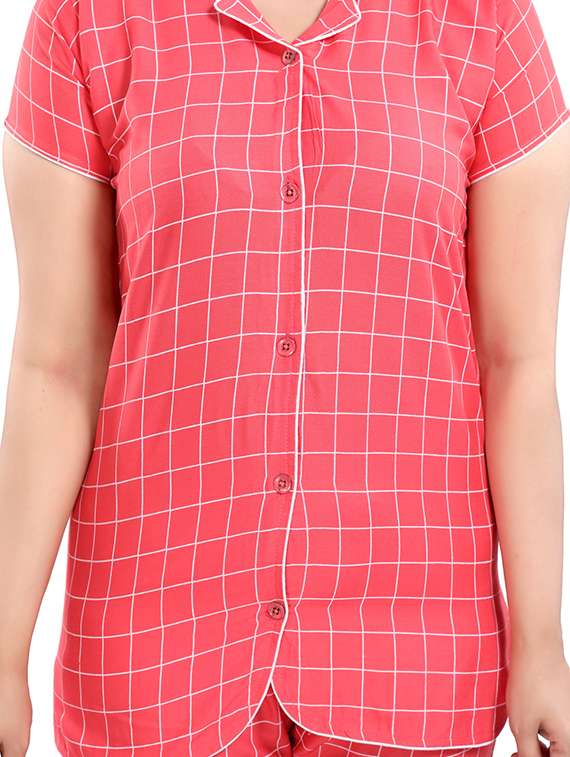 shirt collar checkered nightwear pajama set  - 18312190 -  Standard Image - 3