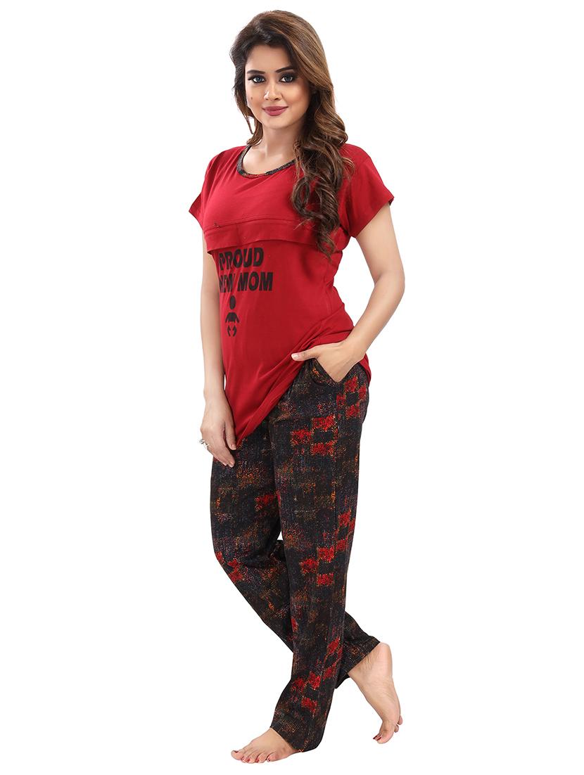 round neck printed nightwear pajama set - 18312192 - Zoom Image - 0
