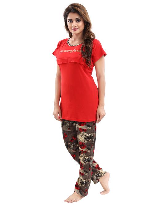 round neck printed nightwear pyjama set - 18312195 - Standard Image - 0