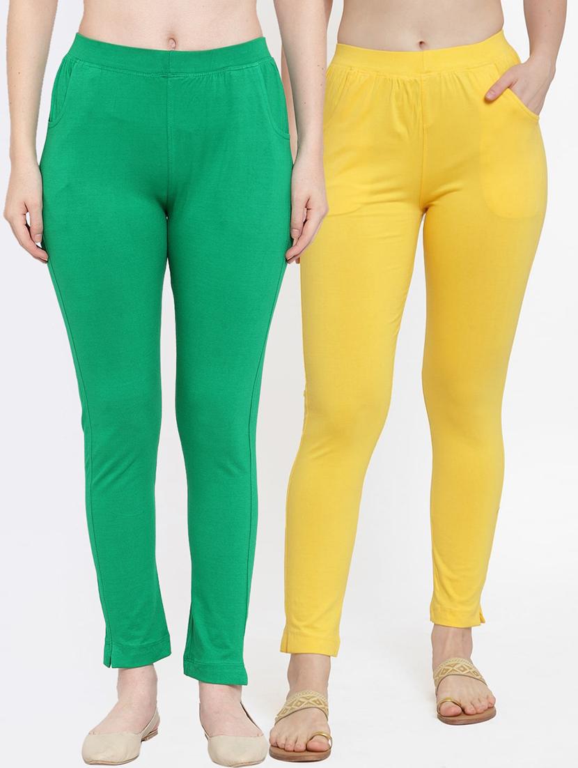 set of 2 multi colored solid legging - 18312466 - Zoom Image - 0