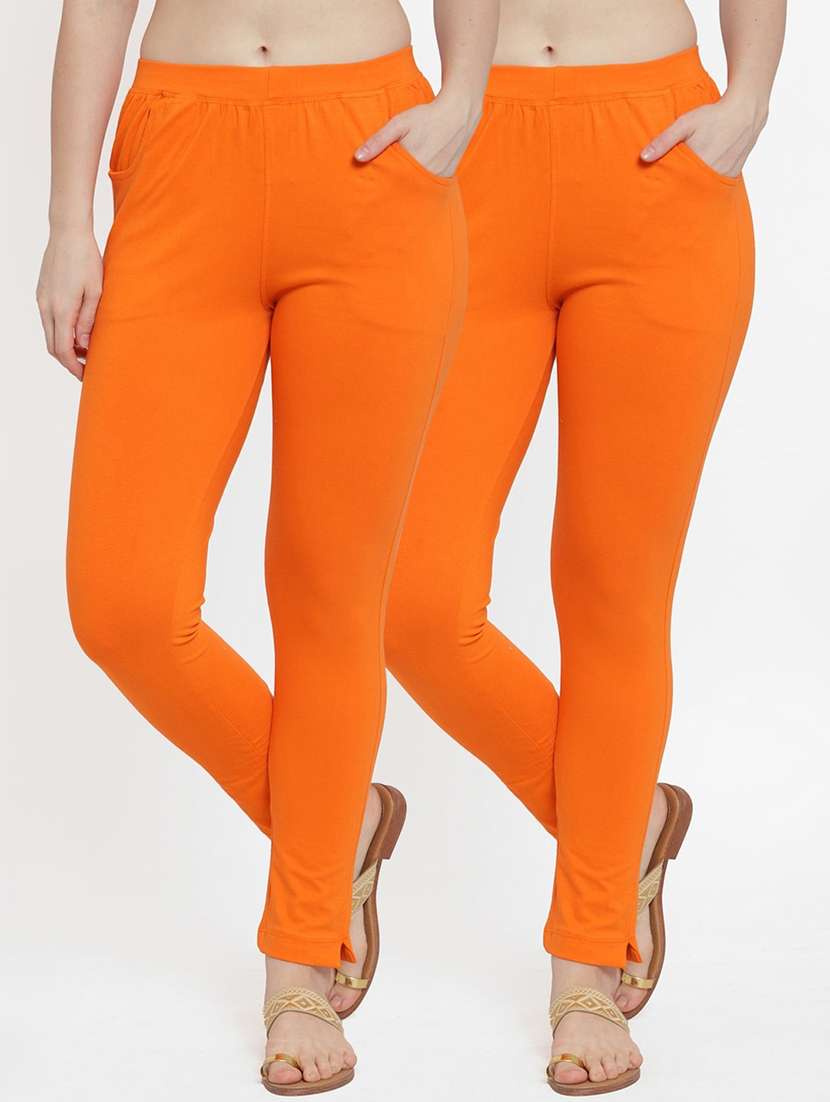 set of 2 multi colored solid legging